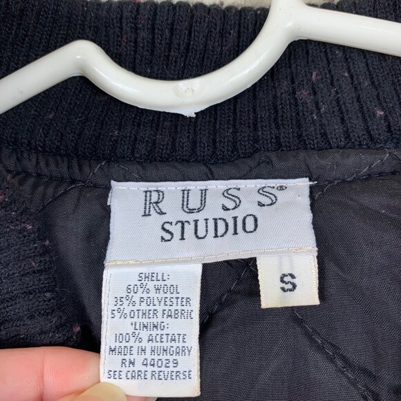 Vintage Russ Studio Women’s Red Black Buffalo Plaid Wool Bomber Jacket - Size Sm - Picture 4 of 7